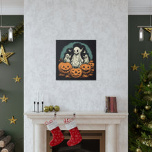 DistinctInk Canvas Wall Art with Spooky Skeleton Pumpkins for Halloween
