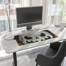 DistinctInk LED Gaming Mouse Pad with Spooky Skeleton Pumpkin Patch Design for Halloween