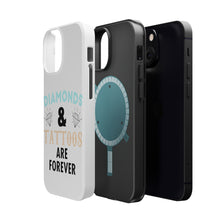 DistinctInk ToughCase for Apple iPhone, Compatible with MagSafe Charging - Diamonds and Tattoos Are Forever