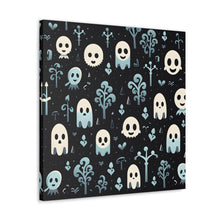 DistinctInk Canvas Wall Art with Ghastly Skeletal Shadows for Halloween