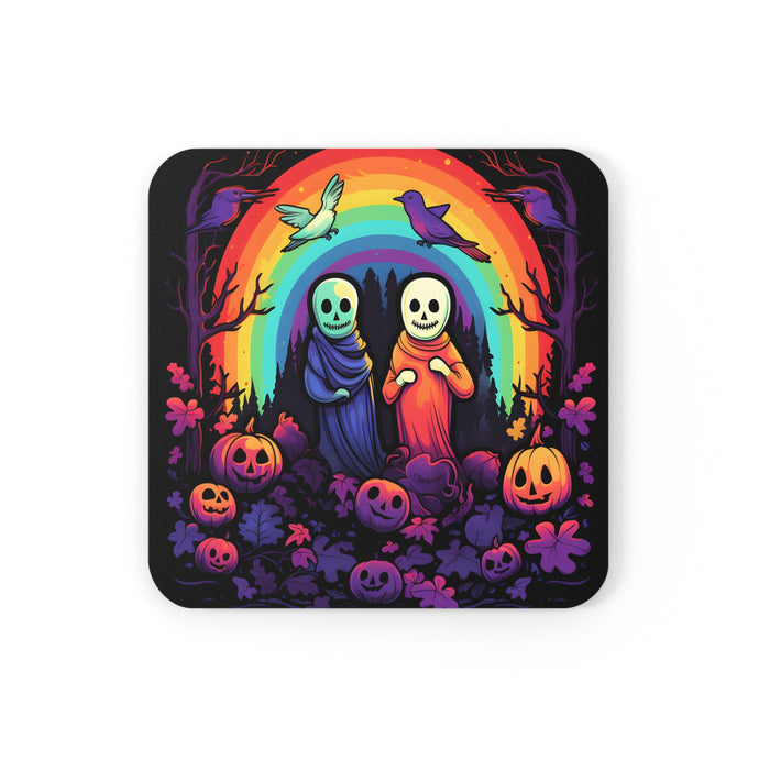 DistinctInk (Set of 4) Corkwood Coasters with Living Life to the FullestDesign for Halloween LGBTQ+ Pride