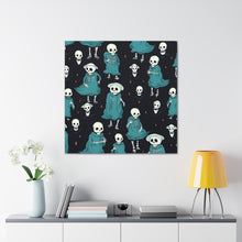 DistinctInk Canvas Wall Art with Haunted Skeleton Crew for Halloween
