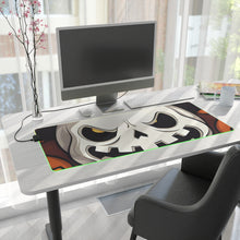 DistinctInk LED Gaming Mouse Pad with Spooky Skeleton Pumpkin Patch Design for Halloween