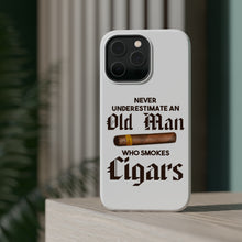 DistinctInk ToughCase for Apple iPhone, Compatible with MagSafe Charging - Never Underestimate Old Man Who Smokes Cigars