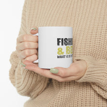 DistinctInk Glossy White Coffee / Tea Mug - Fishing & Beer. What Else is There?