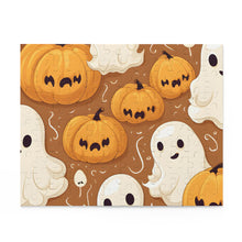 DistinctInk Jigsaw Puzzle with Ghastly Skeleton Pumpkin Cartoon Design for Halloween