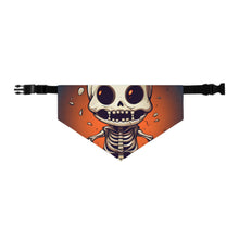DistinctInk Adjustable Pet Banana Collar with Skelly's Halloween Bash Design for Halloween