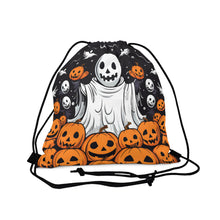 DistinctInk Drawstring Bag / Backpack with Ghost Skeleton Pumpkins Design for Halloween