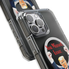 DistinctInk Clear Case for Apple iPhone, Compatible with MagSafe – Trump ‘You Missed, Loser’ Cartoon Design