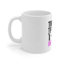 DistinctInk Glossy White Coffee / Tea Mug - Training to Outrun T-Rex in Heels