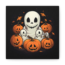 DistinctInk Canvas Wall Art with Ghost Skeleton Pumpkin Pattern for Halloween
