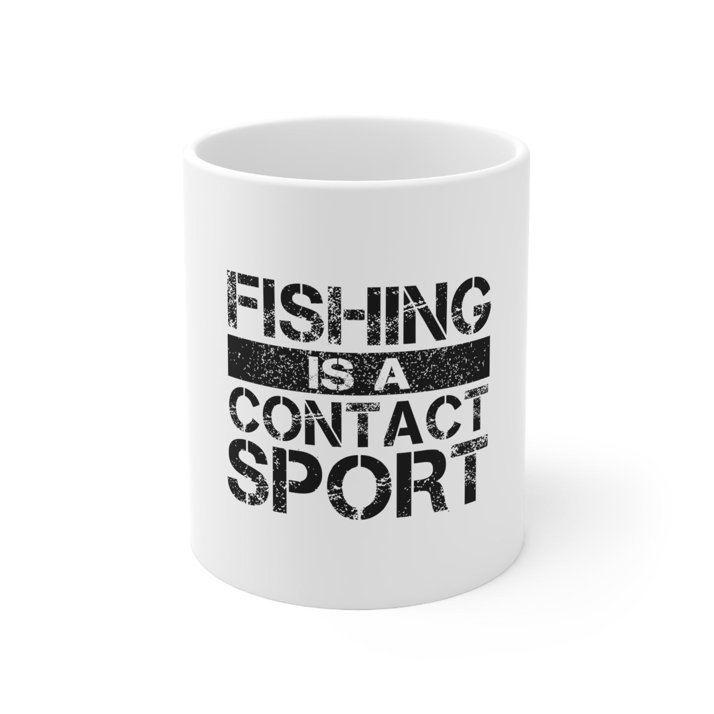 DistinctInk Glossy White Coffee / Tea Mug - Fishing is a Contact Sport