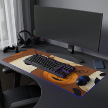DistinctInk LED Gaming Mouse Pad with "Boo-ttifull Skeleton Cartoon Pattern Pumpkin" Design for Halloween