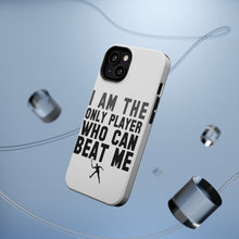 DistinctInk ToughCase for Apple iPhone, Compatible with MagSafe Charging - I Am The Only Player Who Can Beat Me Tennis