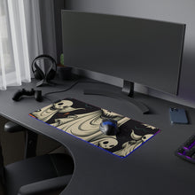 DistinctInk LED Gaming Mouse Pad with Spooky Skeleton Pumpkins Design for Halloween