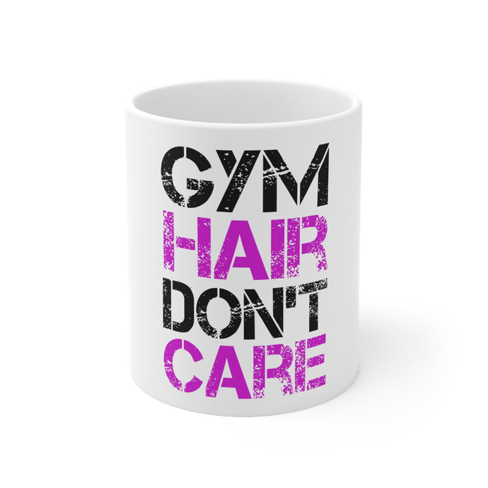 DistinctInk Glossy White Coffee / Tea Mug - Gym Hair Don't Care