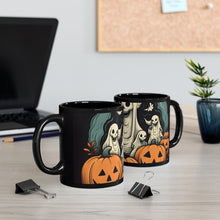 DistinctInk Black Coffee Mug - Spooky Skeleton Pumpkins for Halloween
