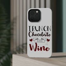 DistinctInk ToughCase for Apple iPhone, Compatible with MagSafe Charging - I Run on Chocolate and Wine