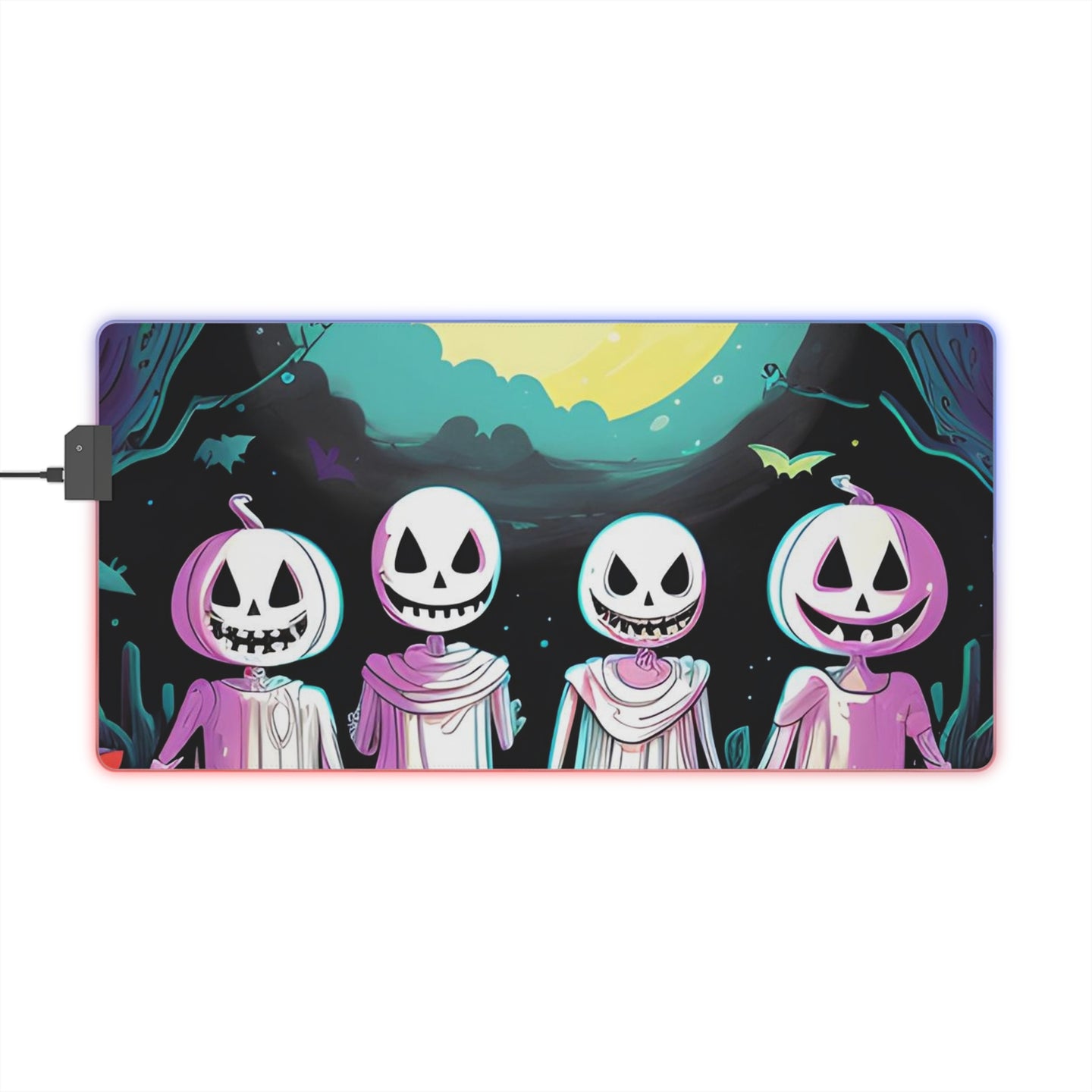 DistinctInk LED Gaming Mouse Pad with Exploring the Unknown Design for Halloween  LGBTQ+ Pride