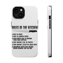 DistinctInk ToughCase for Apple iPhone, Compatible with MagSafe Charging - Rules of the Kitchen - Chef Is Right