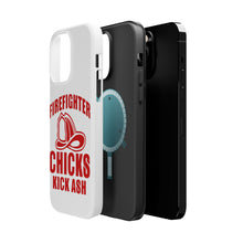 DistinctInk ToughCase for Apple iPhone, Compatible with MagSafe Charging - Firefighter Chicks Kick ASH