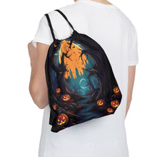 DistinctInk Drawstring Bag / Backpack with Haunted Evening Nightmare Design for Halloween