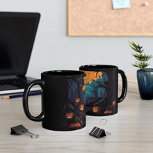DistinctInk Black Coffee Mug - Haunted Evening Nightmare for Halloween