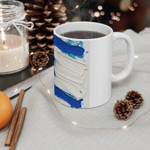 DistinctInk Ceramic Mug 11oz - Child's Acrylic Painting of Israel Flag - Bring Them Home!