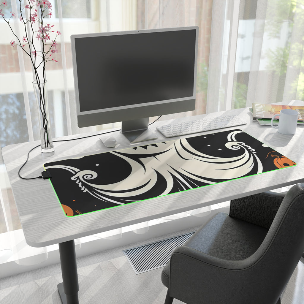 LED Gaming Mouse Pad with Ghost Skeleton Cartoon Pumpkins Design for Halloween, view 28