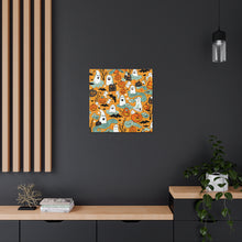 DistinctInk Canvas Wall Art with Flying Pumpkin Bats for Halloween