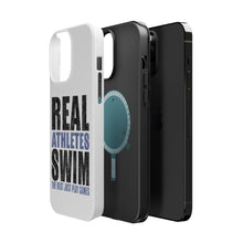 DistinctInk ToughCase for Apple iPhone, Compatible with MagSafe Charging - Real Athletes Swim Rest Play Games