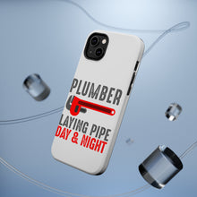 DistinctInk ToughCase for Apple iPhone, Compatible with MagSafe Charging - Plumber - Laying Pipe Day & Night
