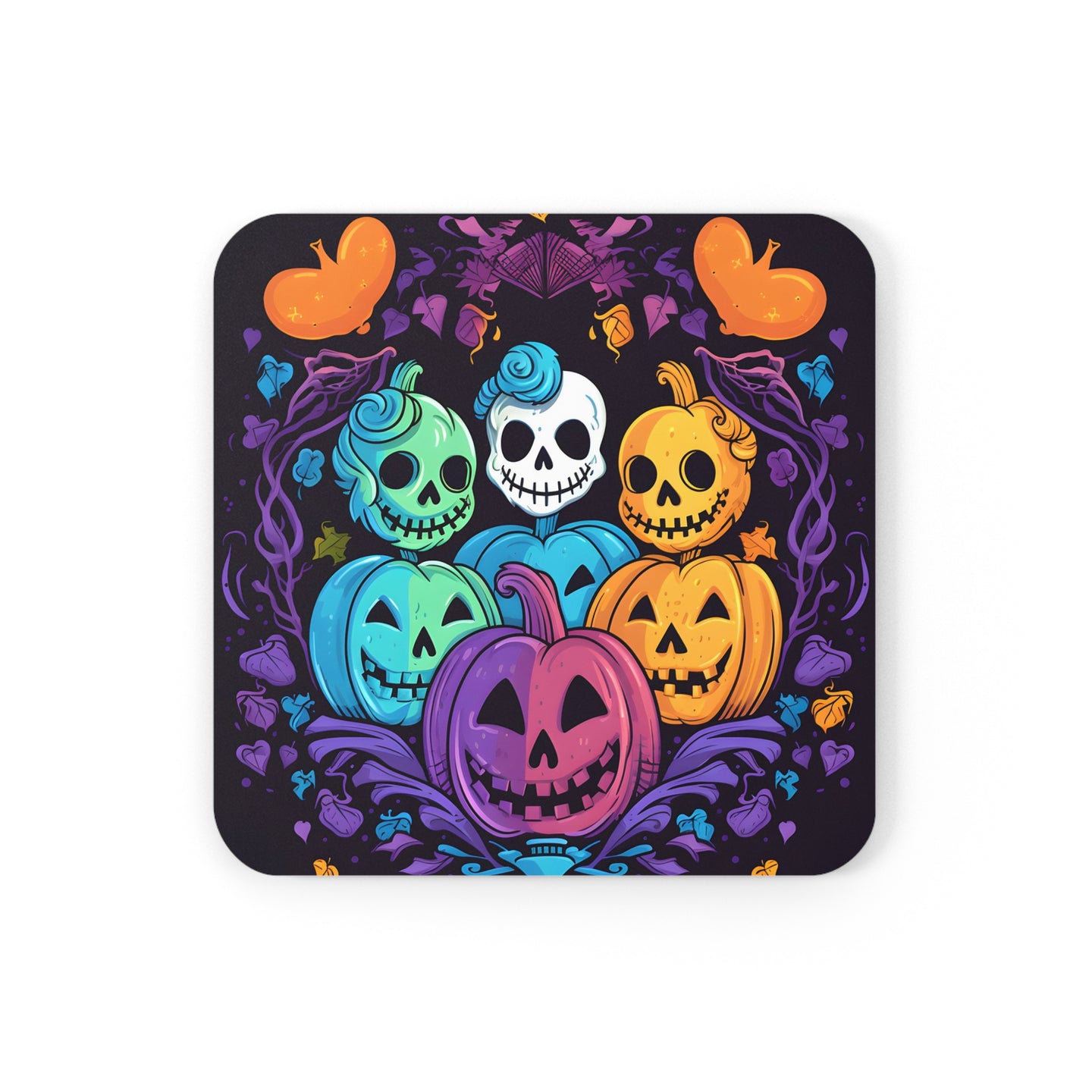 DistinctInk (Set of 4) Corkwood Coasters with Creating Lasting MemoriesDesign for Halloween LGBTQ+ Pride
