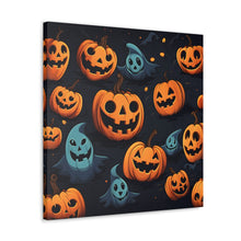 DistinctInk Canvas Wall Art with Nightly Fright of Bats and Ghouls for Halloween