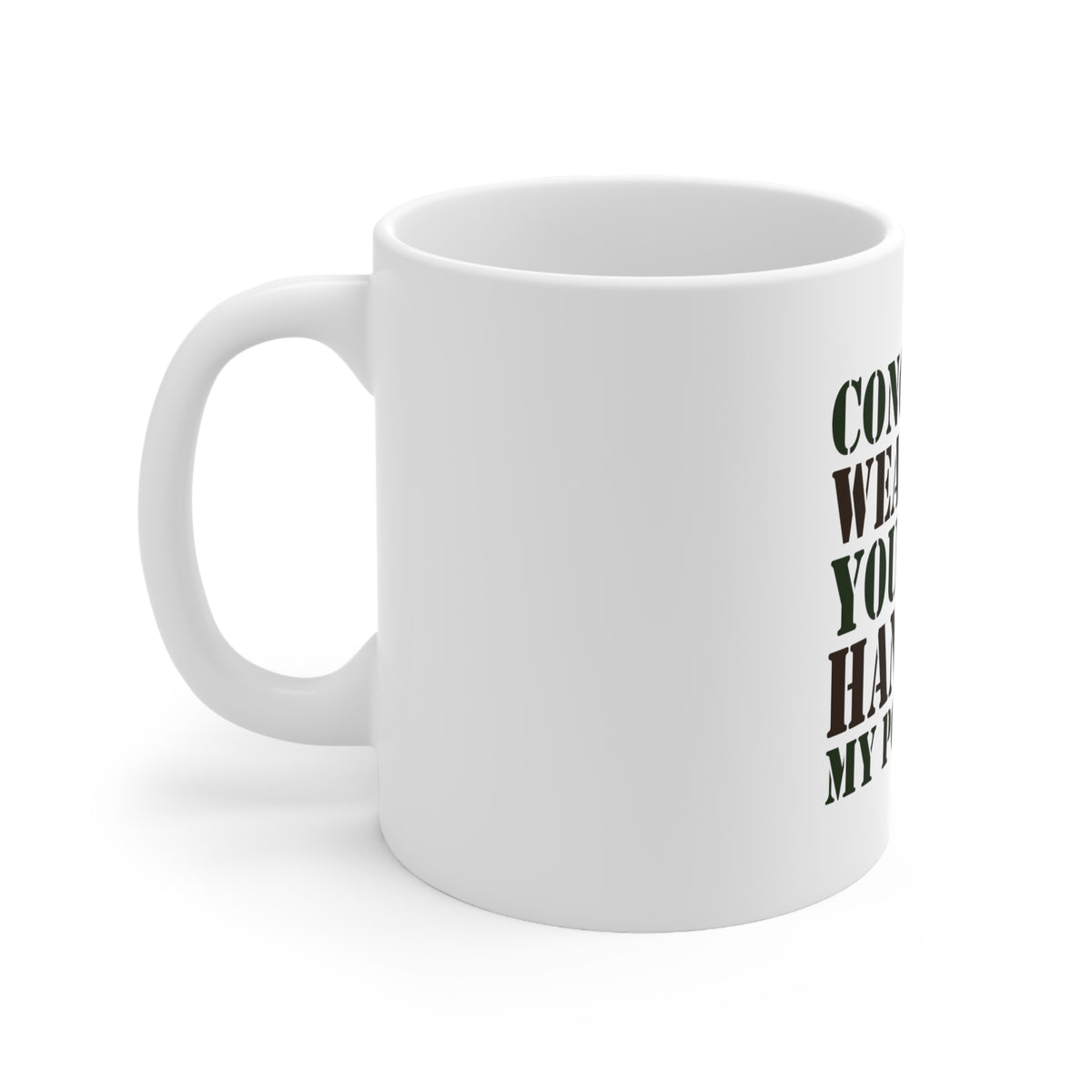 Glossy White Coffee / Tea Mug - Concealed Weapons? Hands in My Pockets?, view 2