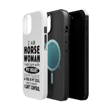 DistinctInk ToughCase for Apple iPhone, Compatible with MagSafe Charging - I Am A Horse Woman - Can't Control