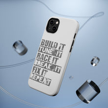 DistinctInk ToughCase for Apple iPhone, Compatible with MagSafe Charging - Build It Tune Race Break Fix Repeat