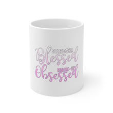 DistinctInk Glossy White Coffee / Tea Mug - Stressed Blessed Make Up Obsessed