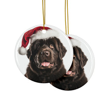 DistinctInk Hanging Ceramic Christmas Tree Ornament with Gold String - Great Gift/Present - 2 3/4 inch Diameter - Newfoundland Design