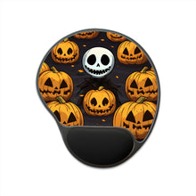 DistinctInk Mouse Pad with Wrist Rest  with Ghastly Skeleton Pumpkins Design for Halloween