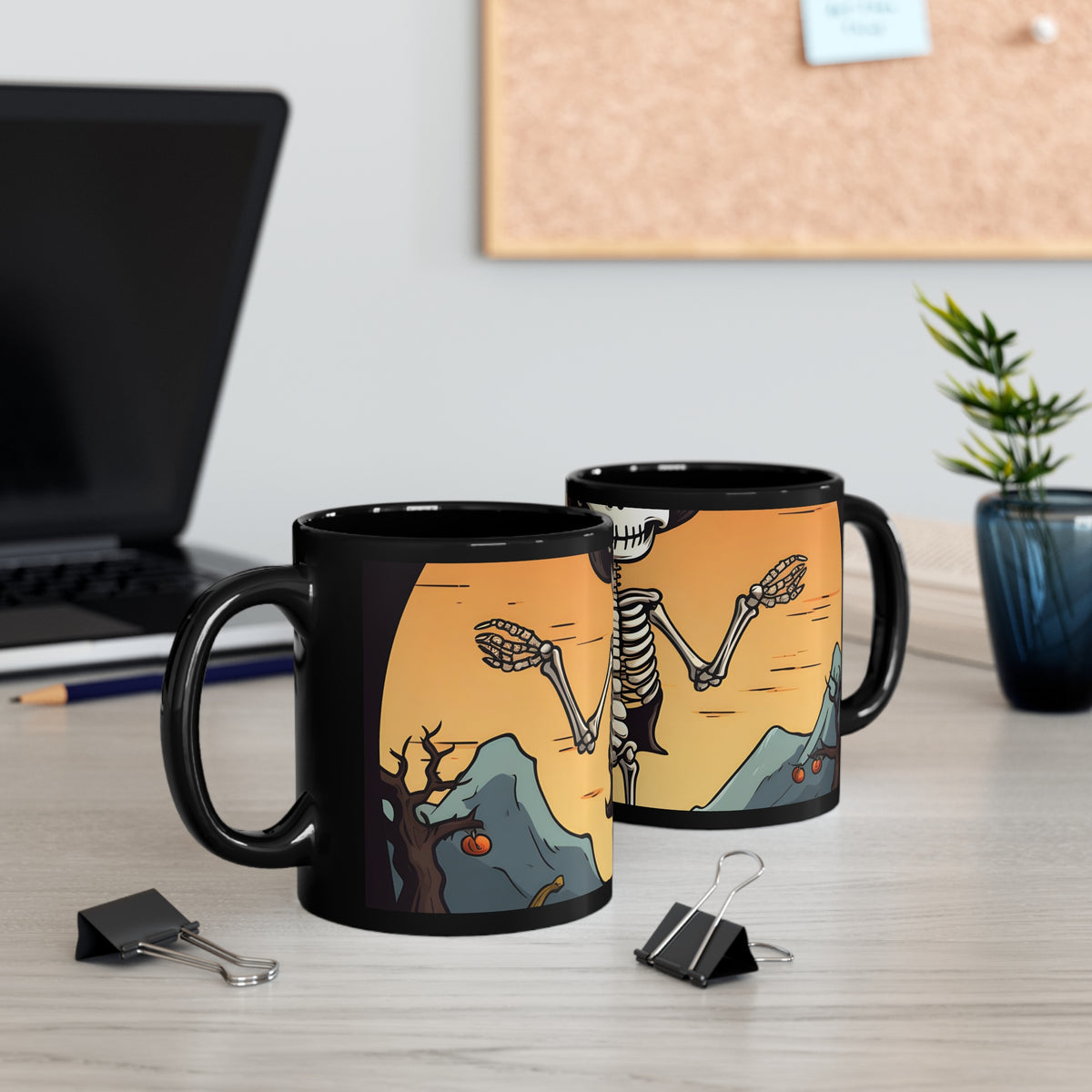 Black Coffee Mug - Skelefun Halloween for Halloween, view 5