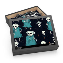 DistinctInk Jigsaw Puzzle with Haunted Skeleton Crew Design for Halloween