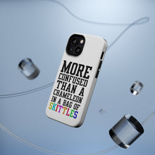 DistinctInk ToughCase for Apple iPhone, Compatible with MagSafe Charging - More Confused than Chameleon in Skittles