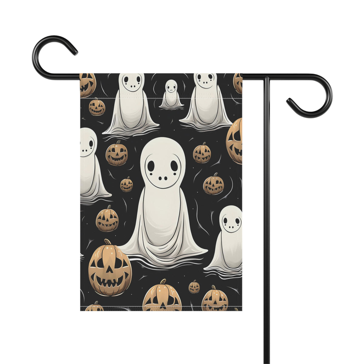 Garden & House Banner / Flag with Ghostly Skeleton and Pumpkin Design for Halloween, view 3