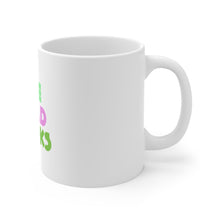 DistinctInk Glossy White Coffee / Tea Mug - I've Read Books - Pink Green