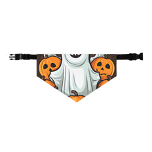 DistinctInk Adjustable Pet Banana Collar with "Spooky Skeleton Pumpkins" Design for Halloween