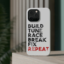DistinctInk ToughCase for Apple iPhone, Compatible with MagSafe Charging - Build Tune Race Break Fix Repeat
