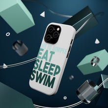 DistinctInk ToughCase for Apple iPhone, Compatible with MagSafe Charging - Life Is Simple Eat Sleep Swim