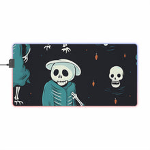 DistinctInk LED Gaming Mouse Pad with Haunted Skeleton Crew Design for Halloween
