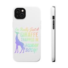 DistinctInk ToughCase for Apple iPhone, Compatible with MagSafe Charging - Just a Giraffe Trapped in a Human Body